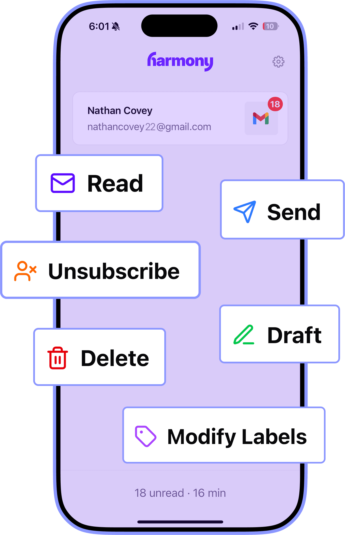 Harmony AI Email Assistant App - Voice-controlled Gmail management interface